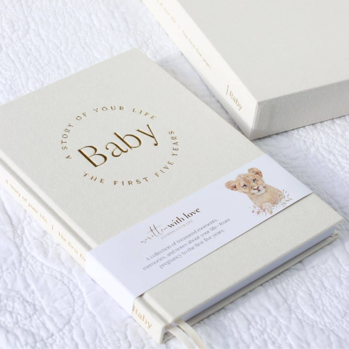 Written With Love Baby Memory Book with Keepsake Box - Classic White