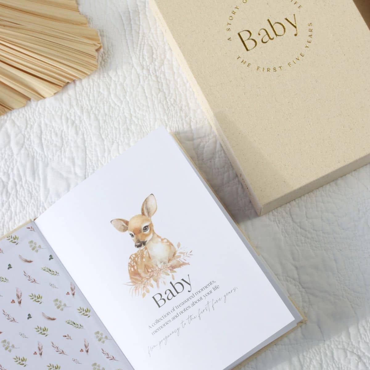 Written With Love Baby Memory Book with Keepsake Box - Oatmeal