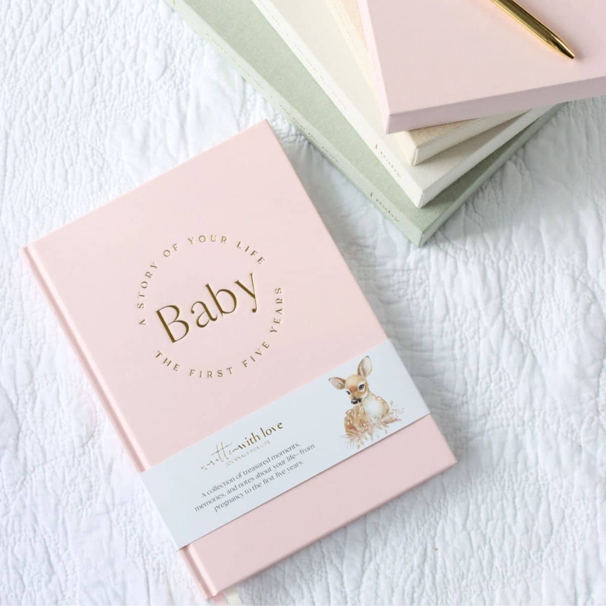 Written With Love Baby Memory Book with Keepsake Box - Peony Pink