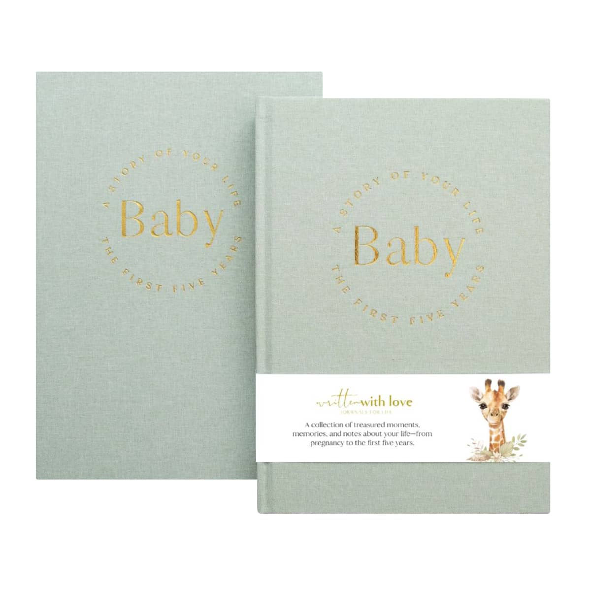 Written With Love Baby Memory Book with Keepsake Box - Sage Green