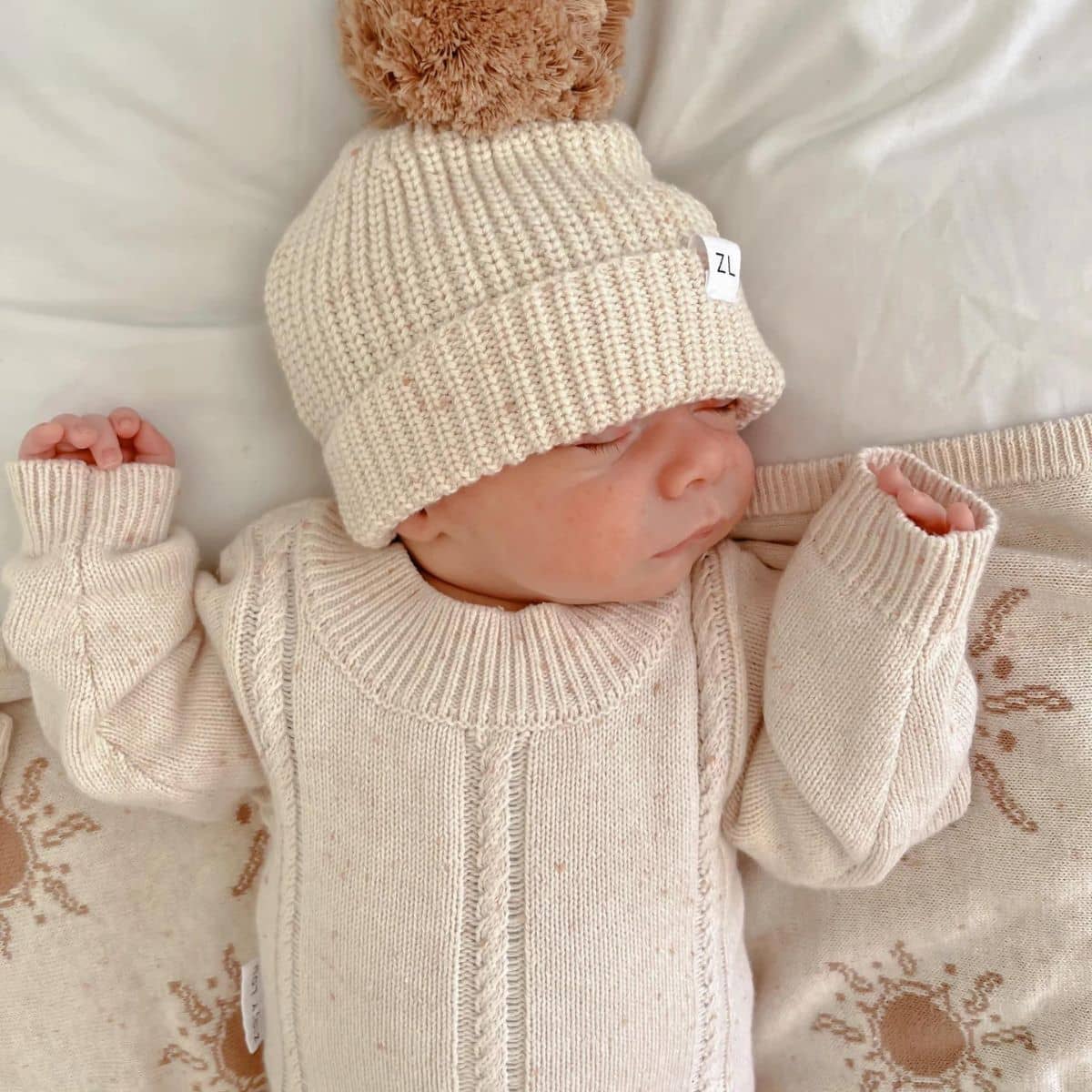 Ziggy Lou Heirloom Knit Romper - Biscotti Fleck
