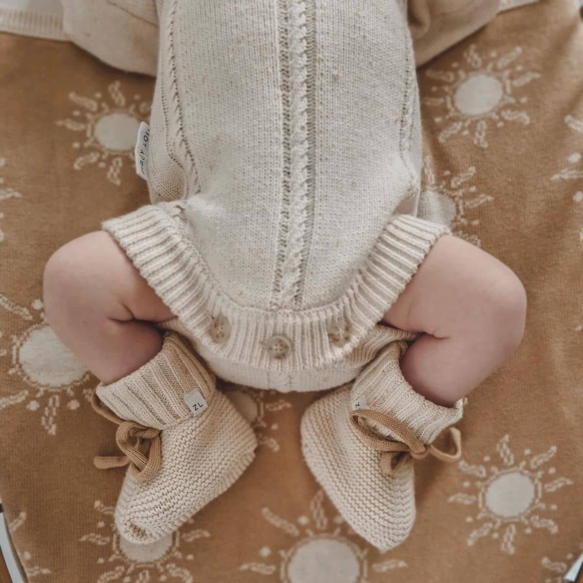 Ziggy Lou Heirloom Knit Romper - Biscotti Fleck