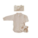 Ziggy Lou Heirloom Knit Romper - Biscotti Fleck