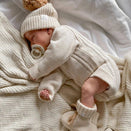 Ziggy Lou Heirloom Knit Romper - Biscotti Fleck