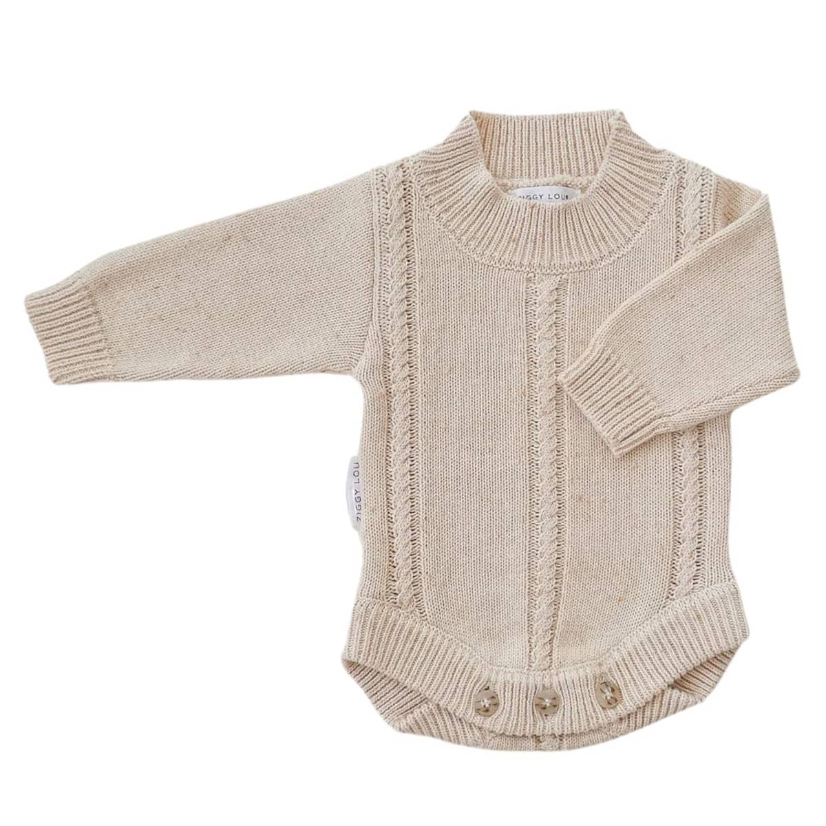 Ziggy Lou Heirloom Knit Romper - Biscotti Fleck