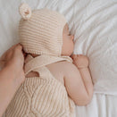 Ziggy Lou Knit Bonnet - Biscotti Fleck Bear