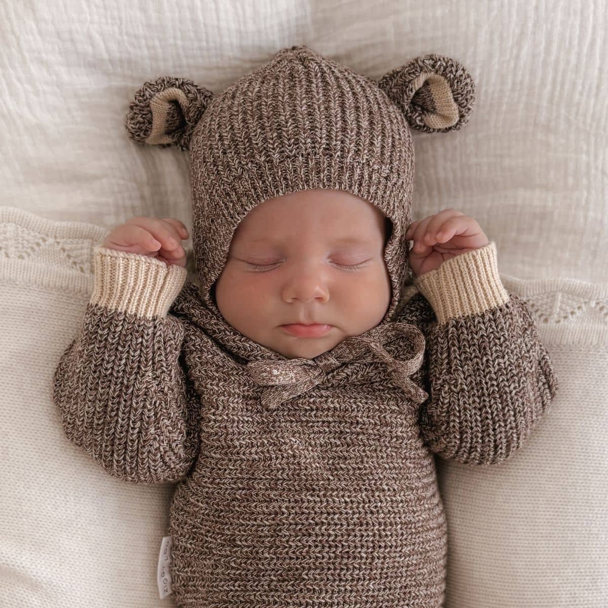Ziggy Lou Knit Bonnet - Brownie Bear
