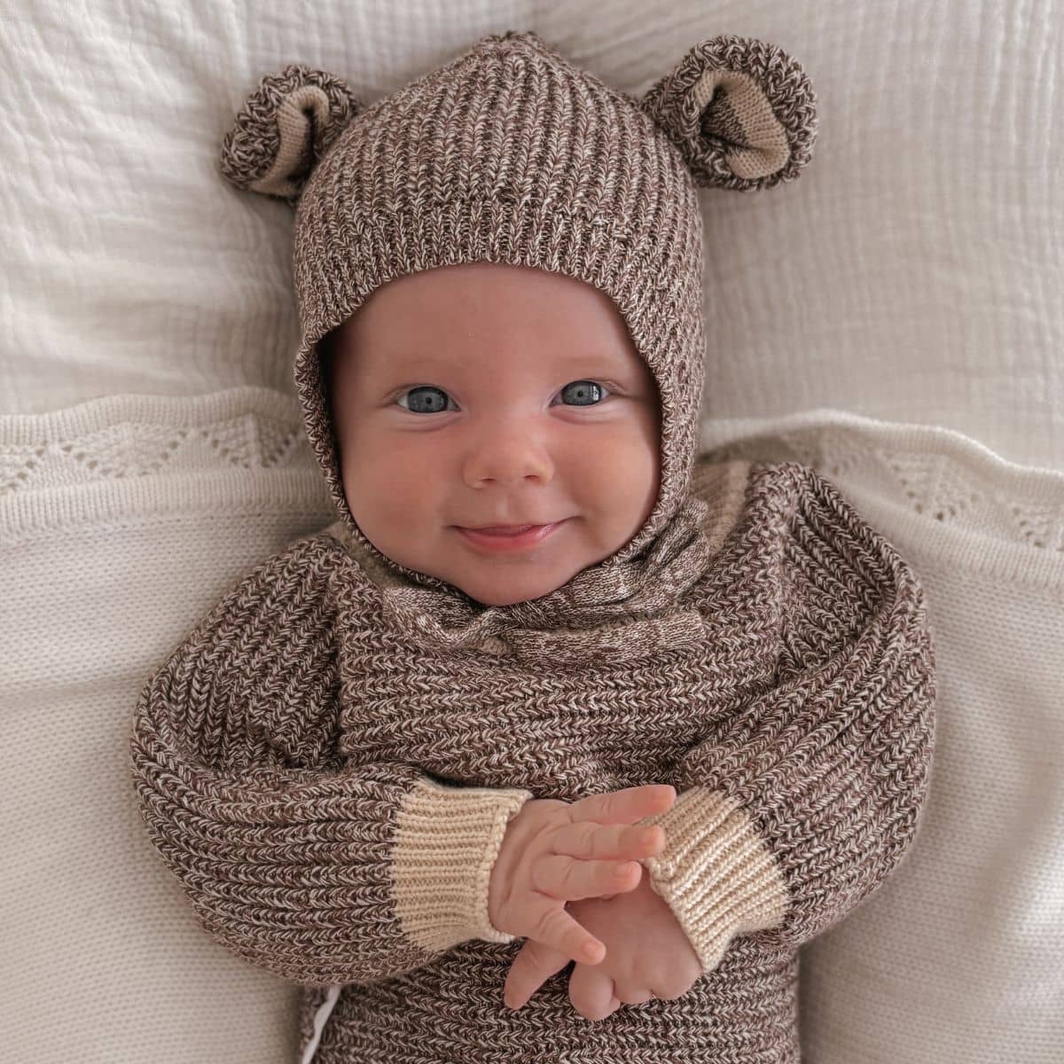 Ziggy Lou Knit Bonnet - Brownie Bear