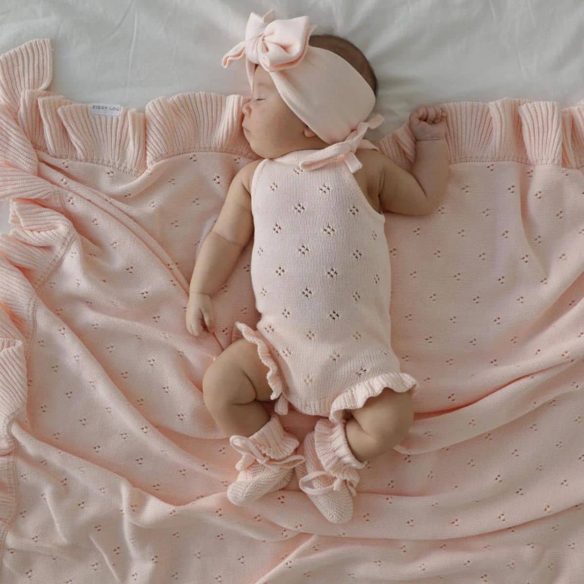 Ziggy Lou Knitted Blanket - Primrose Frill