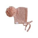 Ziggy Lou Textured Knit Bonnet - Rose Pom Pom