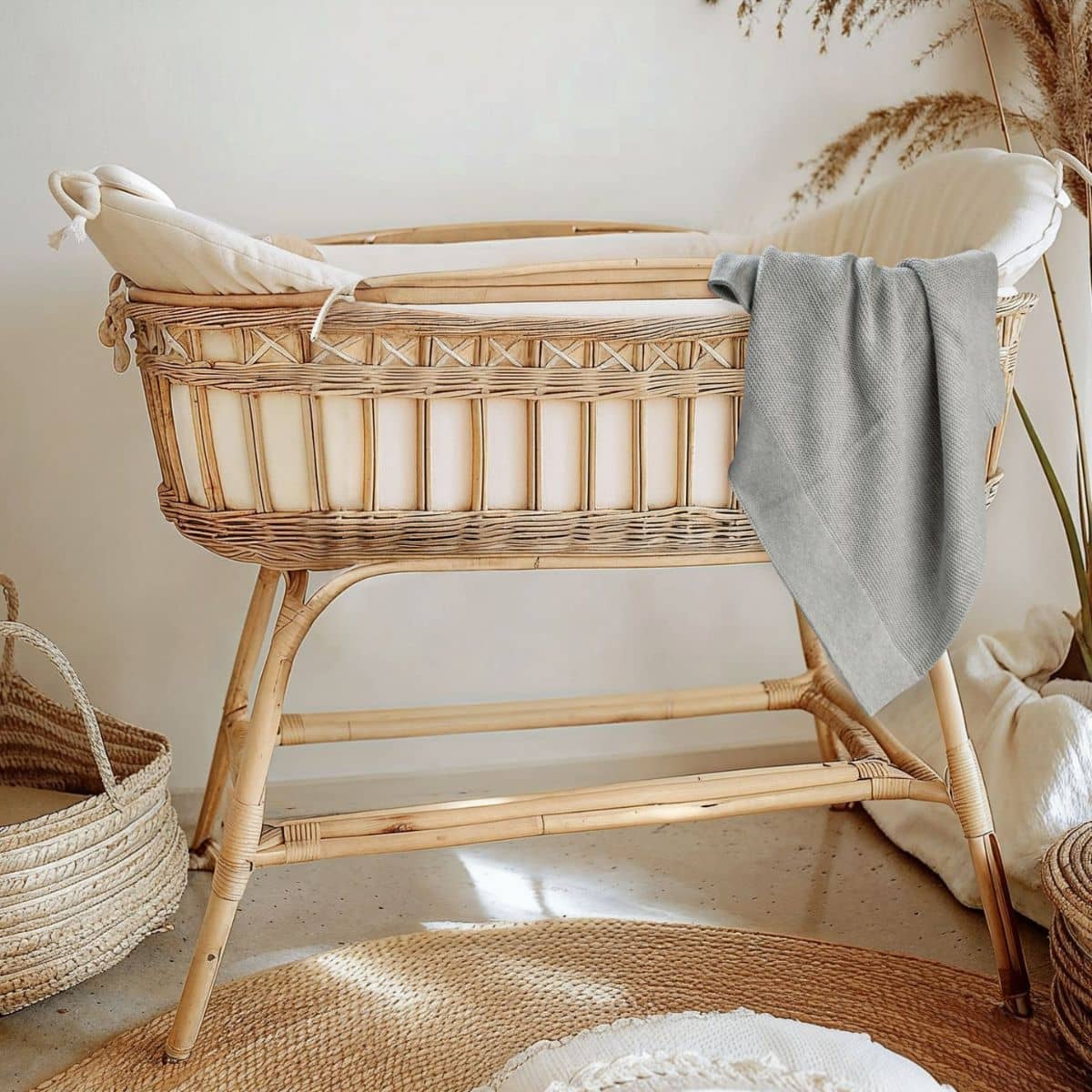 Zoe Sage Cotton Classic Knit Baby Blanket - Dove Grey