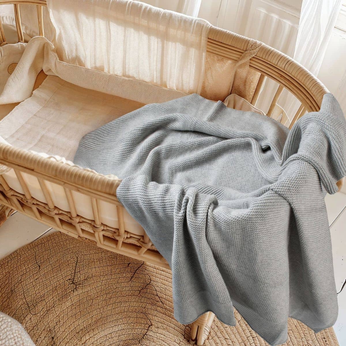 Zoe Sage Cotton Classic Knit Baby Blanket - Dove Grey
