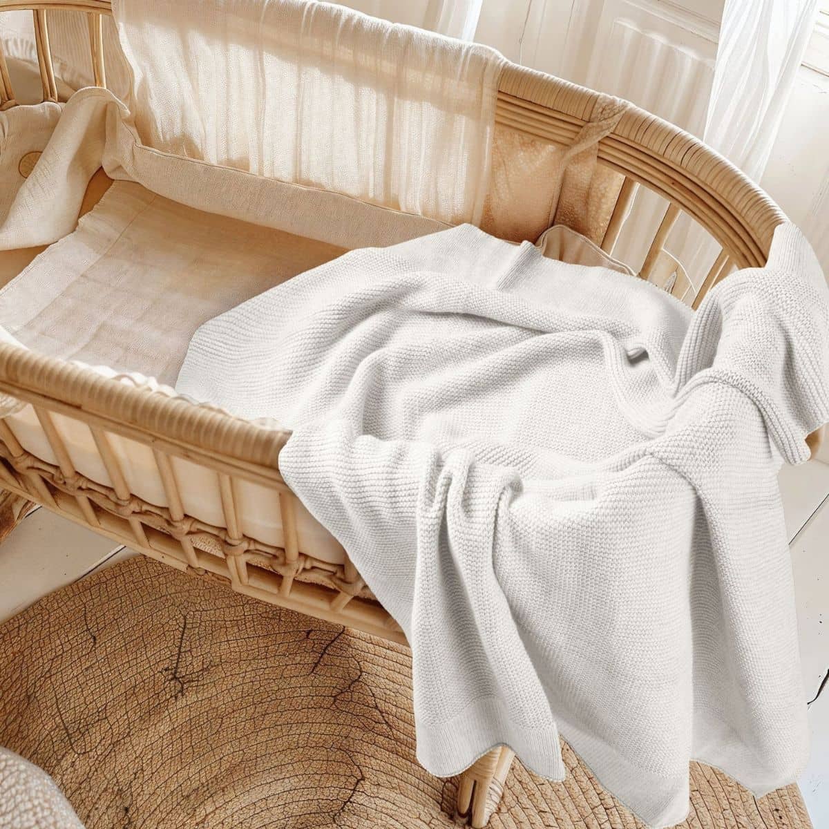 Zoe Sage Cotton Classic Knit Baby Blanket - Milk