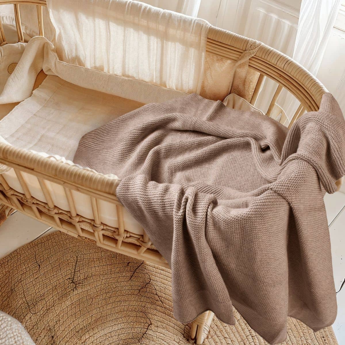 Zoe Sage Cotton Classic Knit Baby Blanket - Mocha