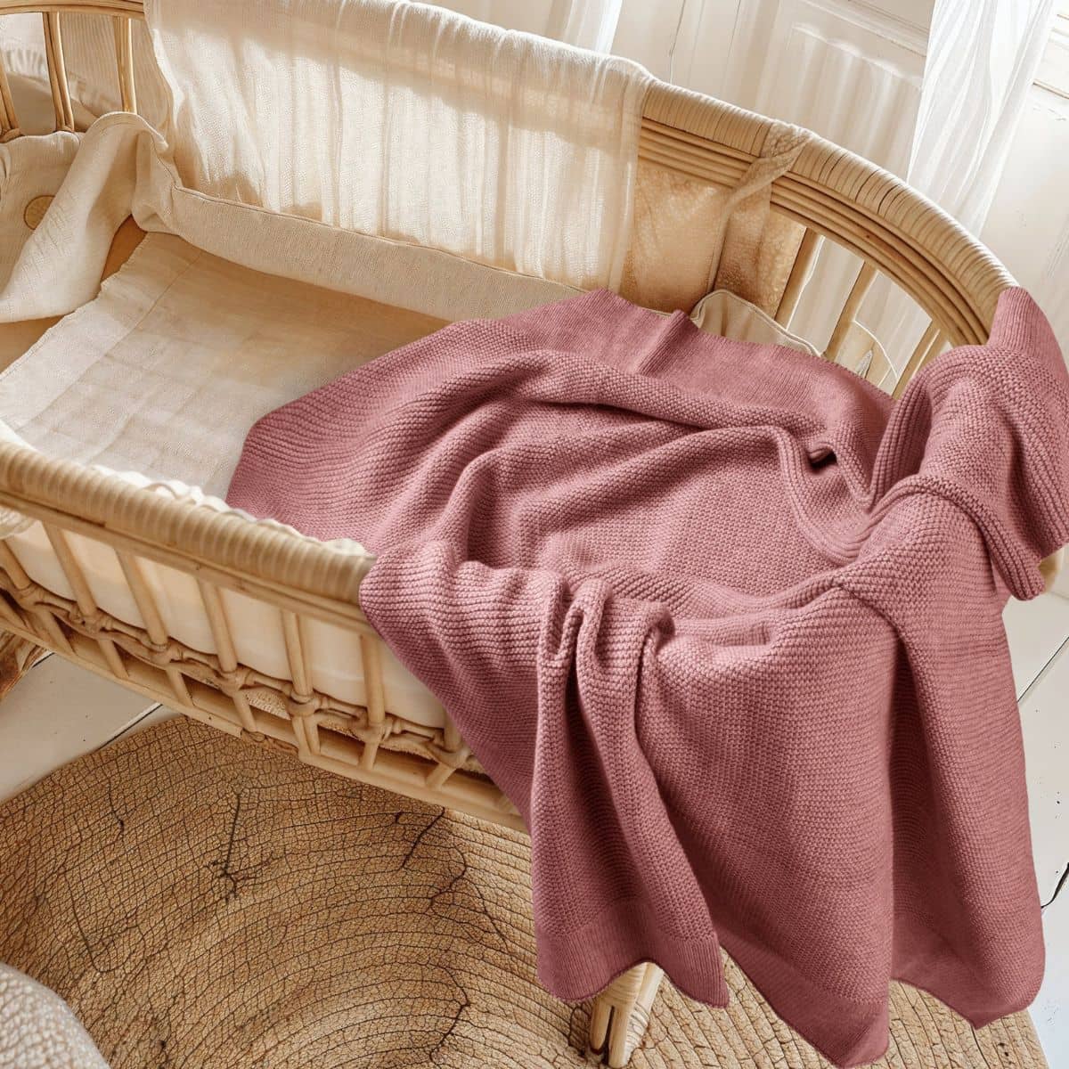 Zoe Sage Cotton Classic Knit Baby Blanket - Plum
