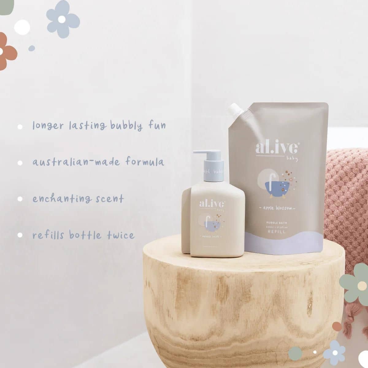 al.ive body Baby Bubble Bath Refill - Apple Blossom