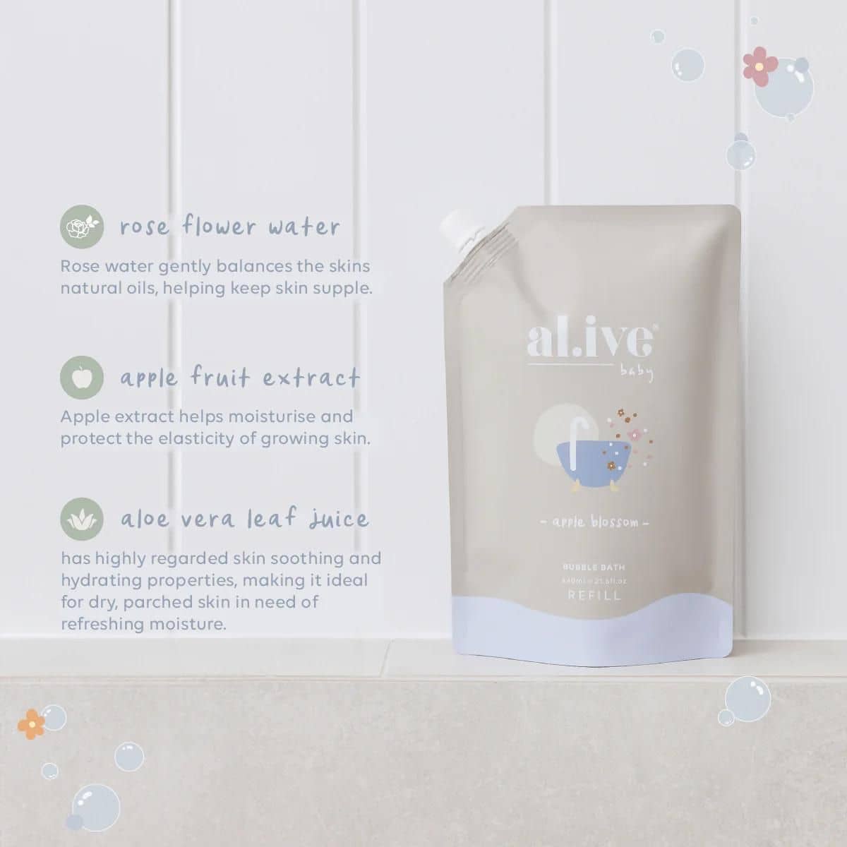 al.ive body Baby Bubble Bath Refill - Apple Blossom
