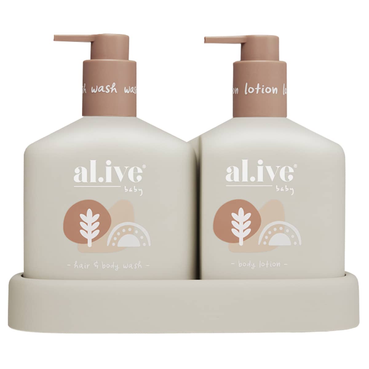 al.ive body Baby Duo - Hair/Body Wash and Lotion + Tray - Calming Oatmeal