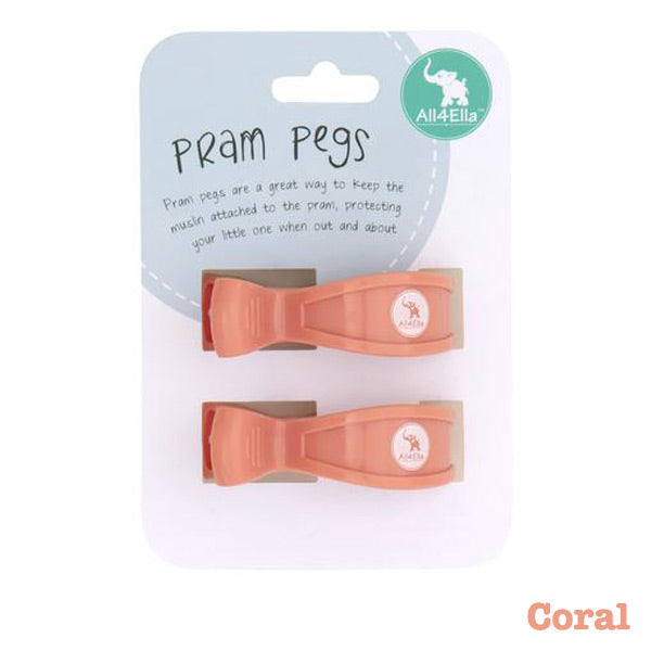 All4Ella Pram Pegs 2pk - Coral