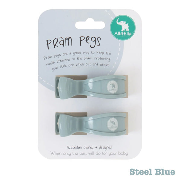 All4Ella Pram Pegs 2pk - Steel Blue