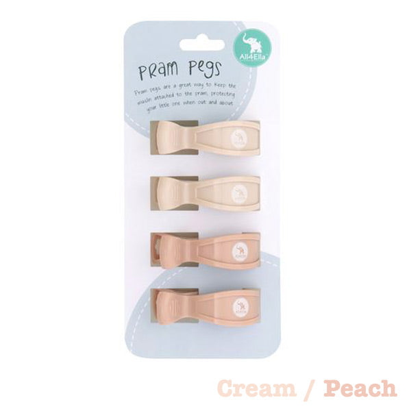 All4Ella Pram Pegs 4pk - Cream/Peach