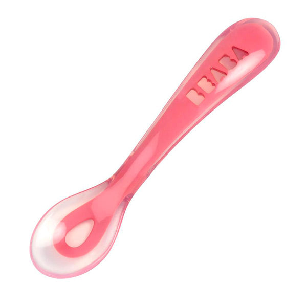 Beaba Silicone Suction Divided Plate and Spoon - Pink