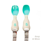 BIBaDO Attachable Weaning Cutlery - Grey and Mint