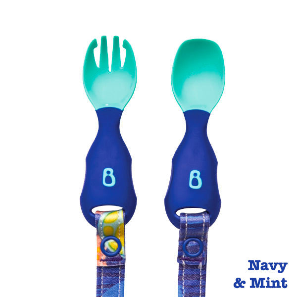 BIBaDO Attachable Weaning Cutlery - Navy and Mint