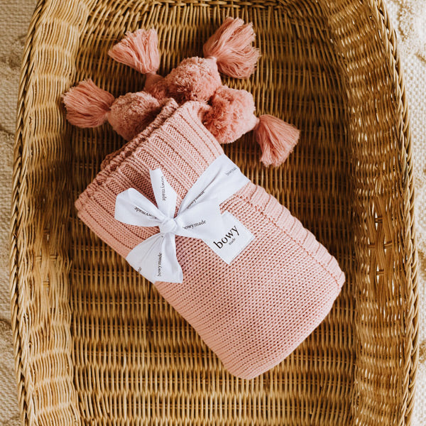 Bowy Made Pom Pom Tassel Blanket - Dusty