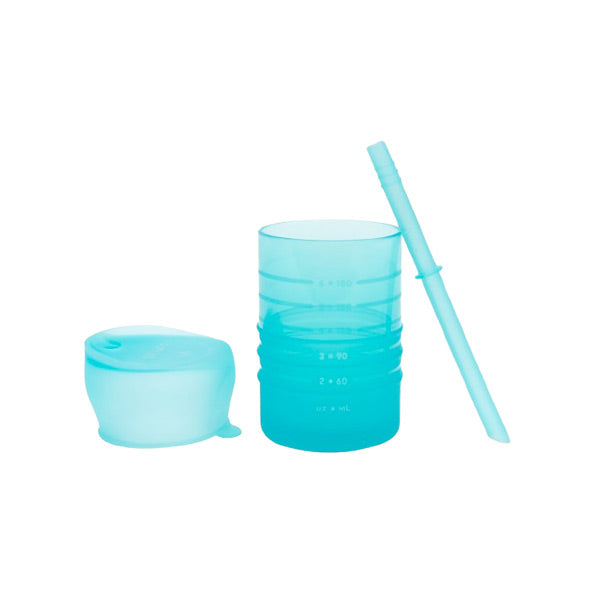 Bumkins Silicone Straw Cup with Lid - Blue