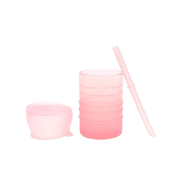 Bumkins Silicone Straw Cup with Lid - Pink