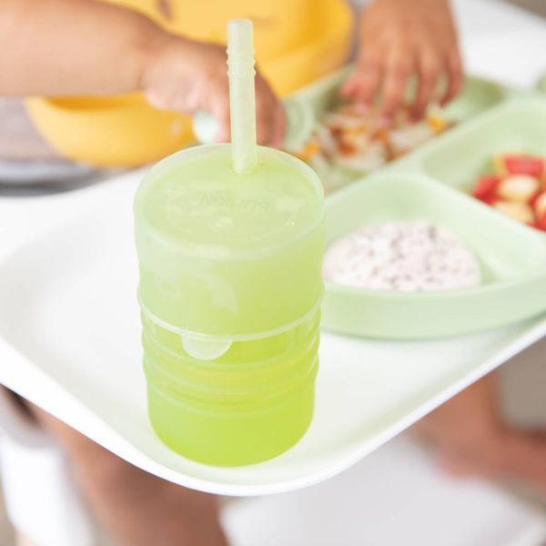 Bumkins Silicone Straw Cup with Lid - Sage