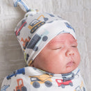 Copper Pearl Newborn Top Knot Hat - Diesel