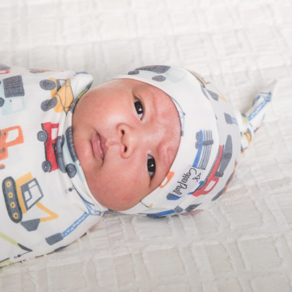 Copper Pearl Newborn Top Knot Hat - Diesel