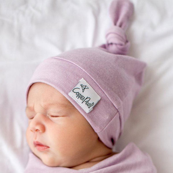 Copper Pearl Newborn Top Knot Hat - Lily