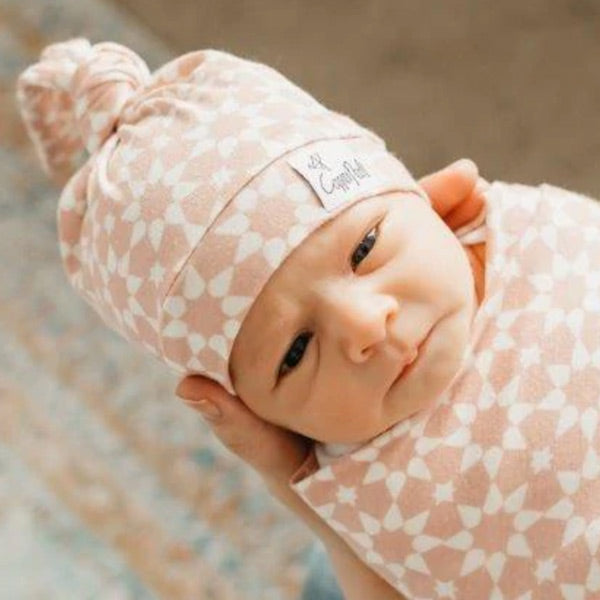 Copper Pearl Newborn Top Knot Hat - Star