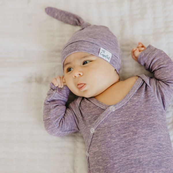 Copper Pearl Newborn Top Knot Hat - Violet