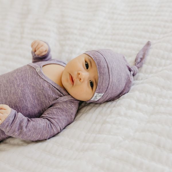 Copper Pearl Newborn Top Knot Hat - Violet