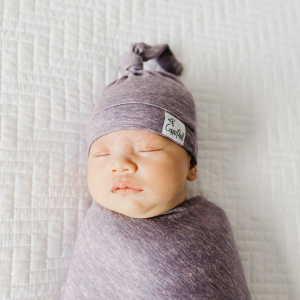 Copper Pearl Newborn Top Knot Hat - Violet