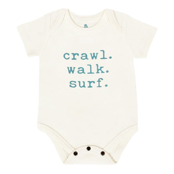 Finn and Emma Organic Short Sleeve Bodysuit - Crawl, Walk, Surf