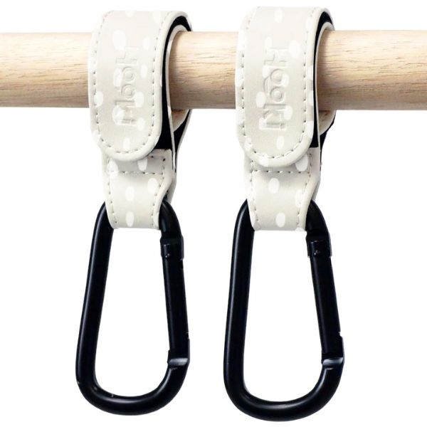 Hooki Duo Pram Hook Clip Set - Dotty Sand