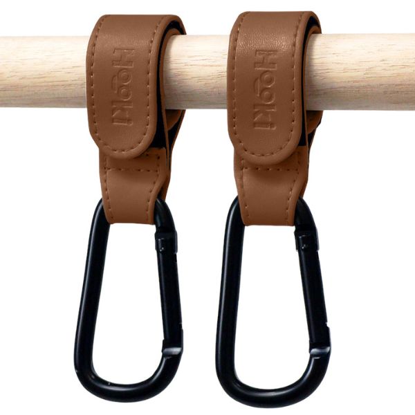 Hooki Duo Pram Hook Clip Set - Brown
