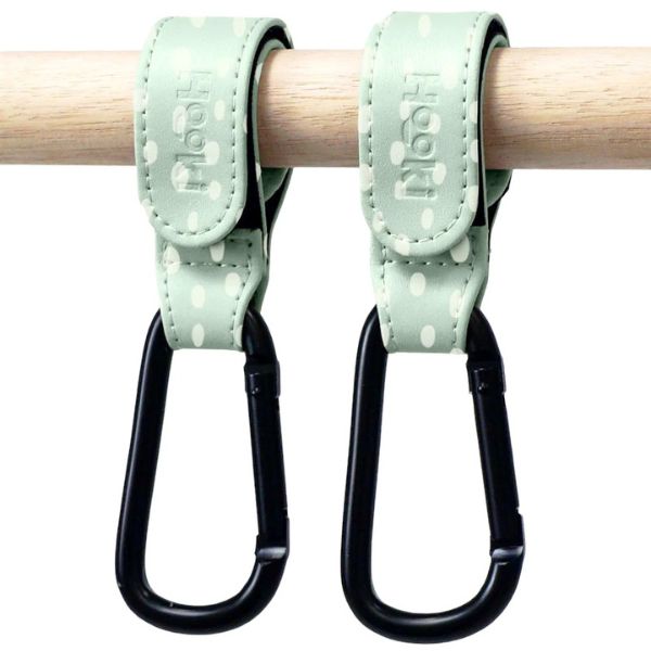 Hooki Duo Pram Hook Clip Set - Dotty Sage