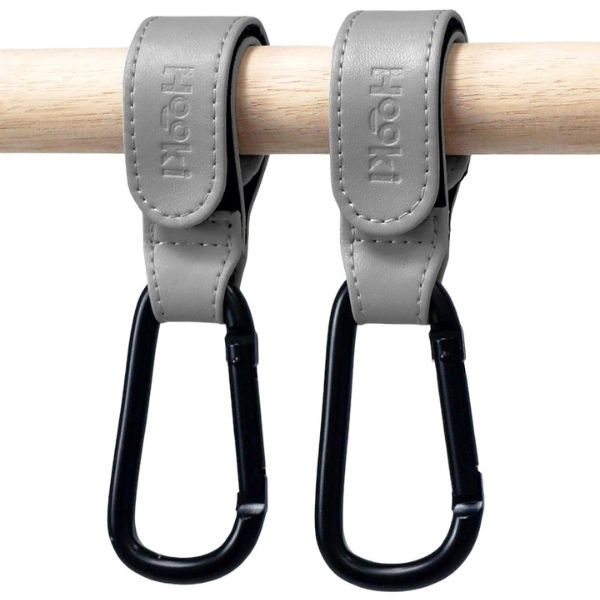 Hooki Duo Pram Hook Clip Set - Grey