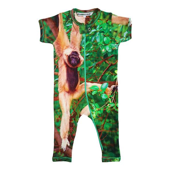 Inchworm Alley Organic Full Leg Romper - Monkey