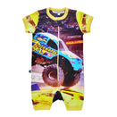 Inchworm Alley Organic Short Romper - Monster Truck