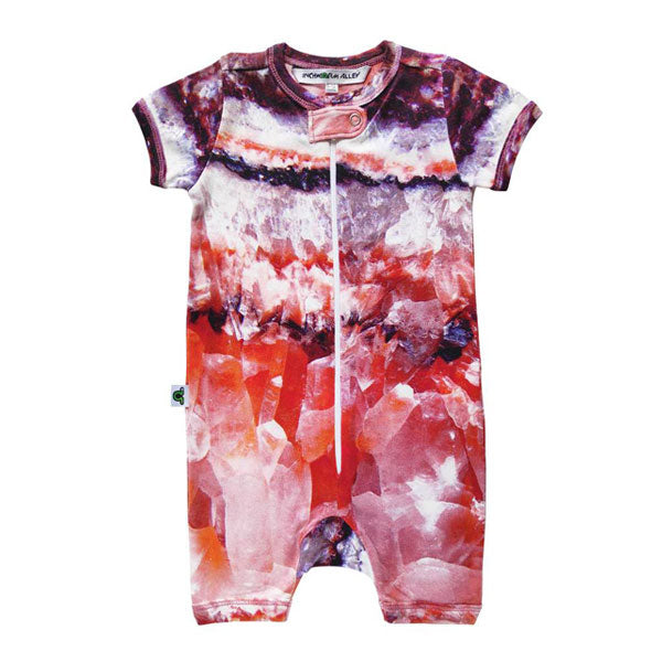 Inchworm Alley Organic Short Romper - Raw Rose Quartz