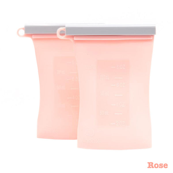 Junobie Reusable Silicone Breastmilk Storage Bags - 2pk - Rose
