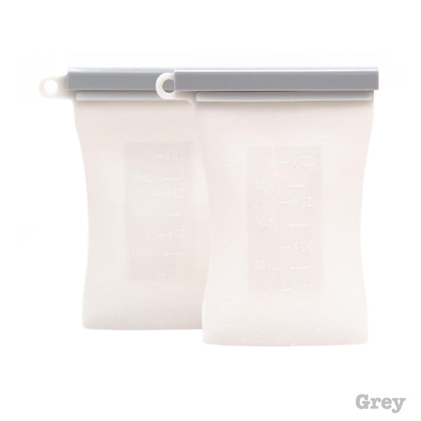 Junobie Reusable Silicone Breastmilk Storage Bags - 2pk - Grey