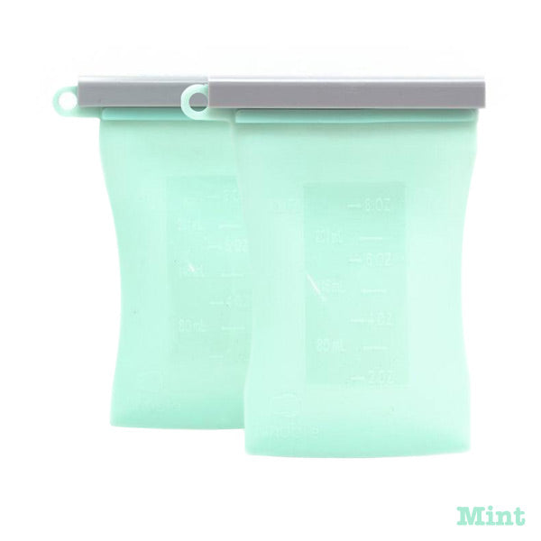 Junobie Reusable Silicone Breastmilk Storage Bags - 2pk - Mint